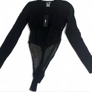 Fashion Nova Black Mesh Bodysuit